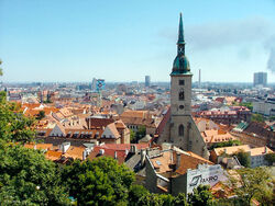 Bratislava old town from castle hill