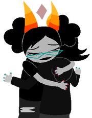 Romeda and Ceatus hug