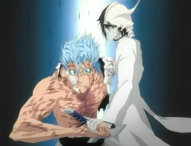 File:Ulquiorra grabs Grimmjow.jpg