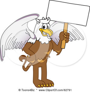 62791-Royalty-Free-RF-Clipart-Illustration-Of-A-Griffin-Character-School-Mascot-Holding-A-White-Sign