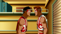 Superboy confronting Red Arrow